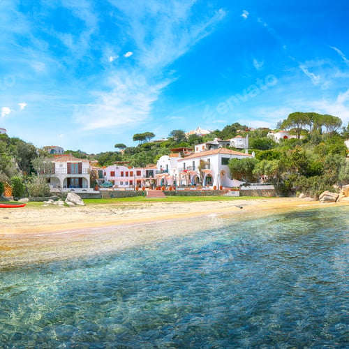 Preview: Captivating view of beach on Porto Rafael resort. Picturesque seascape of Mediterranean sea.