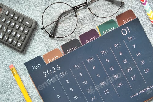 Preview: 2023 year calendar on office desk