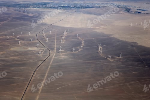 Preview: Aerial view at wind turbines