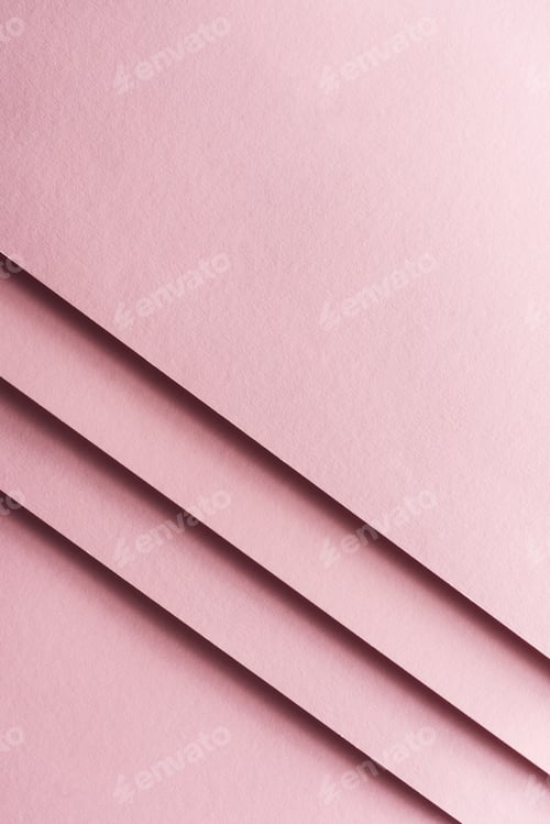 Preview: top view of empty and colorful sheets of paper on pink background with copy space