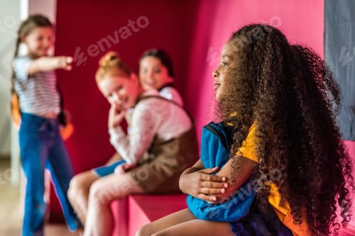 Preview: schoolgirls bullying on their african american classmate at school