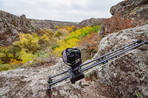 Preview: Camera on slider shots hills in the Carpathians mountains