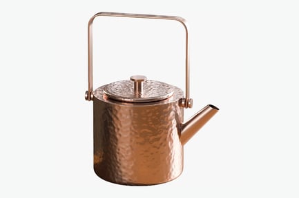 Aperçu: Théière en cuivre martelé avec poignée droite