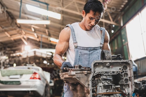 Preview: mechanic working check about auto car engine service, inspection technician having automotive job
