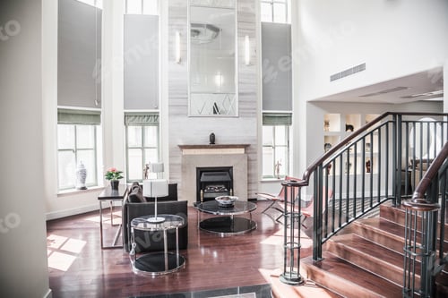 Preview: Bright, airy, modern living room.