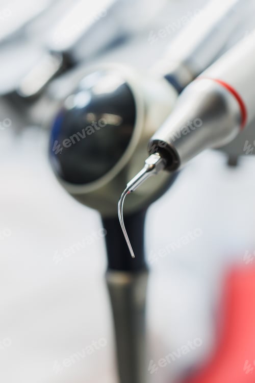 Preview: Sterile metal instruments for dental treatment. Tools for the dental office