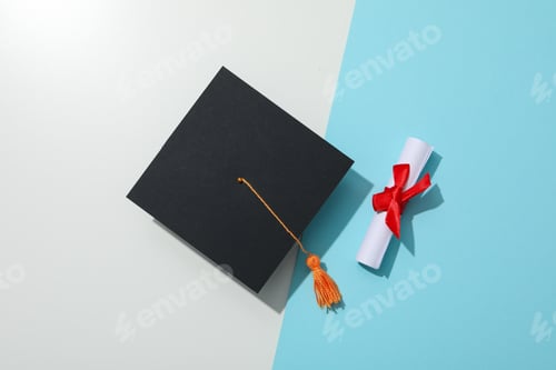 Preview: Graduation in high school and university concept, top view