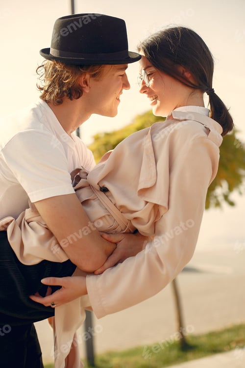 Preview: Beautiful couple spend time on a summer forest