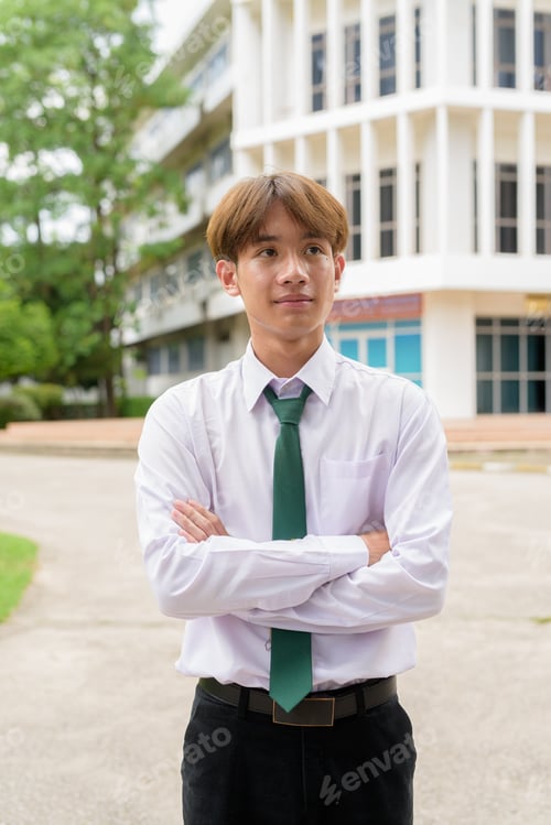 Preview: Non binary university student in college campus