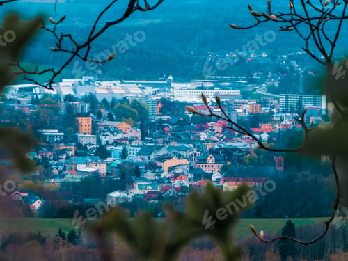 Preview: Town with its lights during the evening
