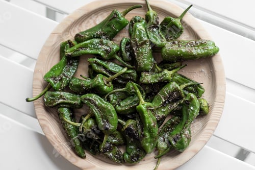 Preview: pimientos padron grilled spanish green chilli peppers tapas snack