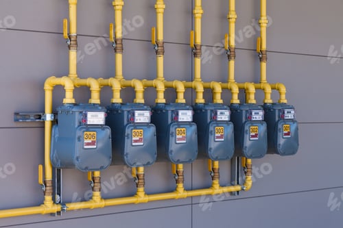 Preview: Residential gas energy meters row supply plumbing