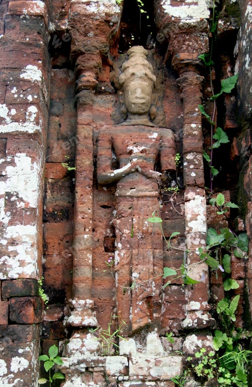 Preview: Brick statue of an Indian god at the famous shrine of My Son temple complex of Champa Empire