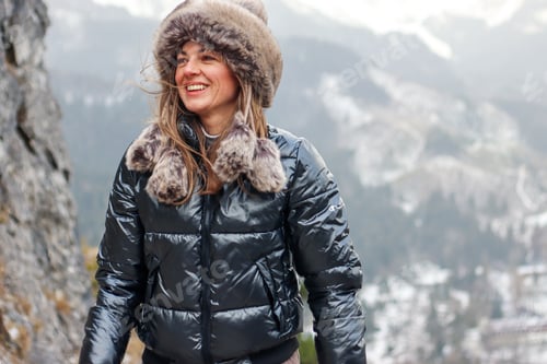 Preview: A young women is enjoying the view of the beautiful mountains. Take a hike, hiking, mountain.