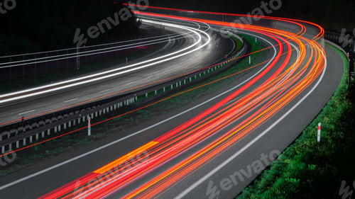 Preview: abstract red car lights at night. long exposure