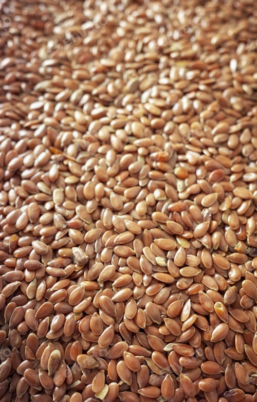 Preview: Close up photo of flax seeds, selective focus.