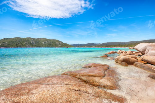 Preview: Scenic view of beach of Santa Giulia resort.
