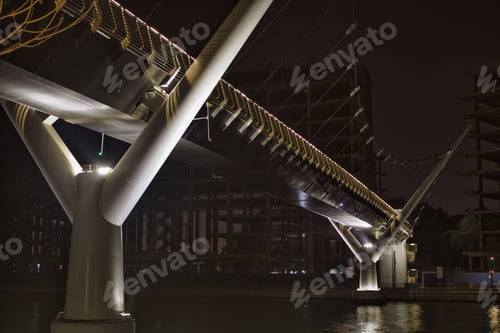 Preview: Dubai Water Canal pedestrian bridge in United Arab Emirates at night