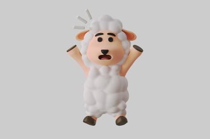 Preview: Surprised cartoon sheep character asset