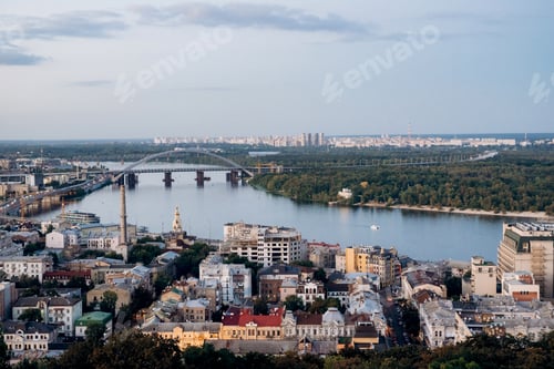 Preview: landscape of the city of kiev from a high point in the frame of the river
