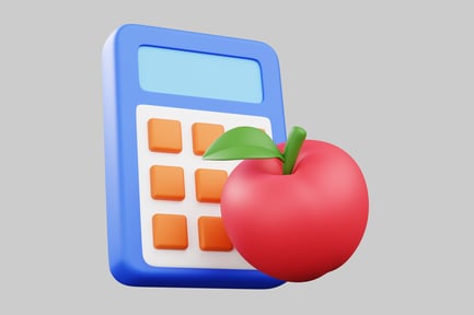 Preview: Cartoon calculator with red apple