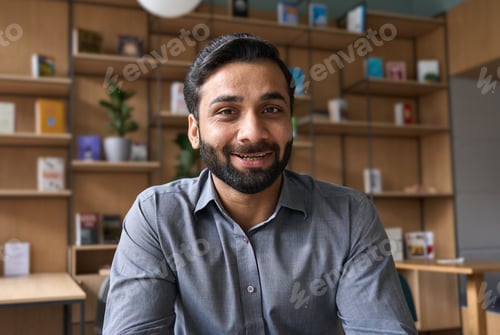 Preview: Webcam view of executive manager businessman having videocall with employees.