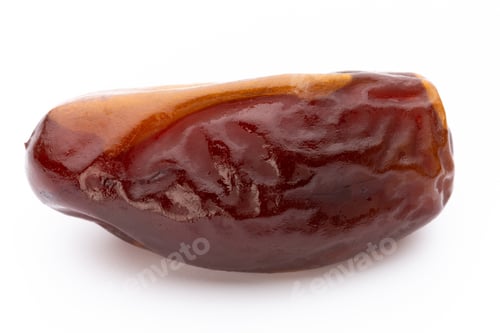 Preview: Dry dates isolated on white background. Top view. Flat lay pattern.