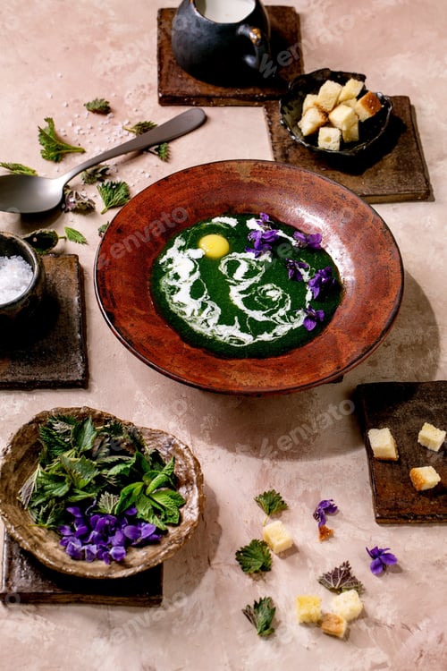 Preview: Spring herbasl nettle puree soup