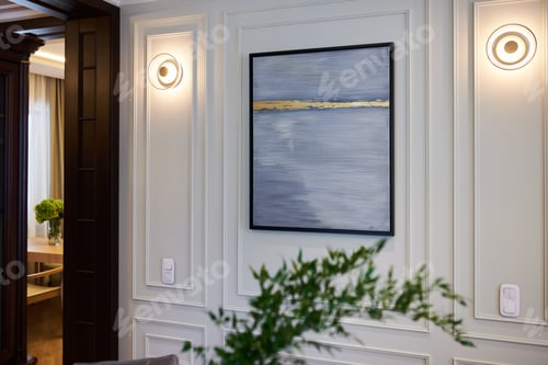 Preview: modern picture on a wall in the living room with modern furniture