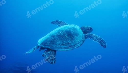 Preview: Beautiful shot of cute Turtle hanging out underwater