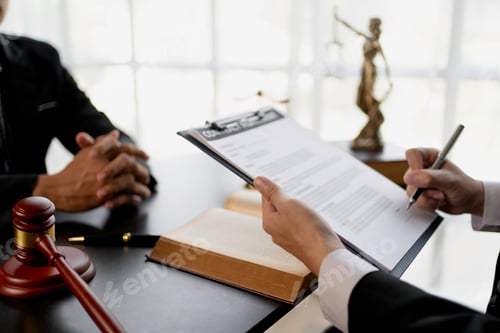 Preview: Businessman and lawyer discuss the contract document. Treaty of the law. Sign a contract business.
