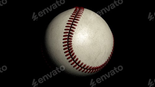 Preview: Baseball rotating on the black background. Seamless loop. Animation of a baseball ball