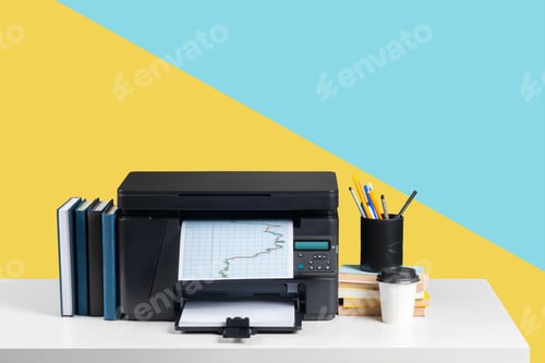 Preview: Printer, copier, scanner. Office table