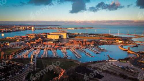 Preview: Aerial shot of Copenhagen at sunset, Denmark.