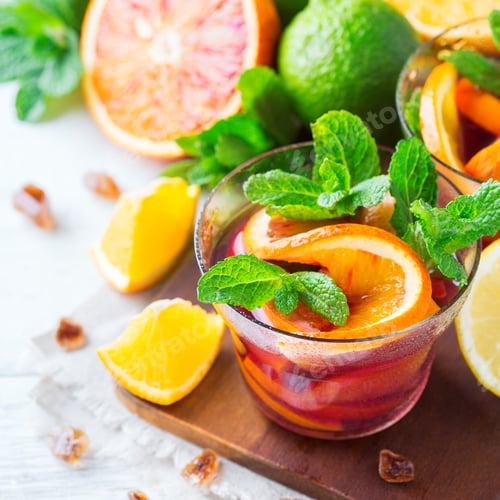 Preview: Citrus fruit summer fresh lemonade, infused water detox drink cocktail