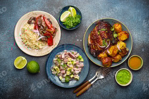 Preview: Traditional dishes of Peruvian cuisine from above