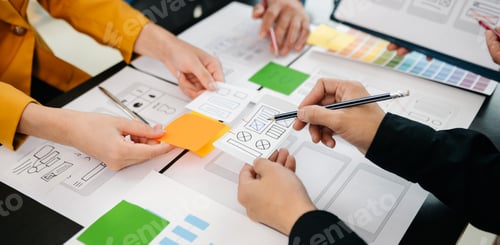 Preview: UX developer and ui designer brainstorming about mobile app interface