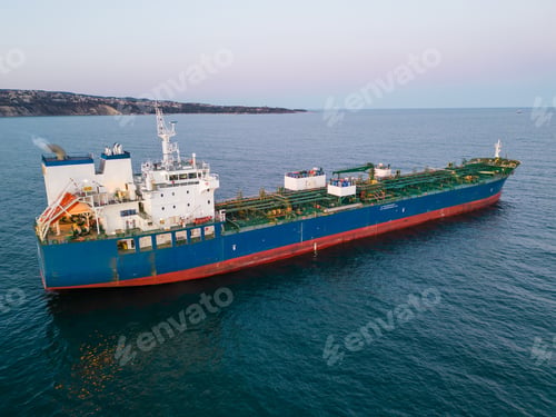 Preview: Aerial view oil ship tanker carrier oil on the sea at sunset