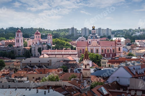Preview: Aerial view of Vilnius with St. Casimir, Holy Spirit and St. Nicholas Churches - Vilnius, Lithuania