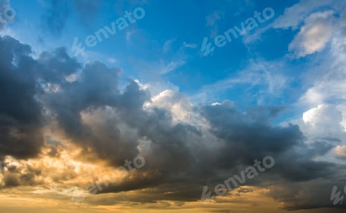 Preview: colorful dramatic sky with cloud at sunset