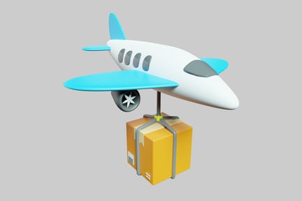 Preview: Cartoon airplane delivering package