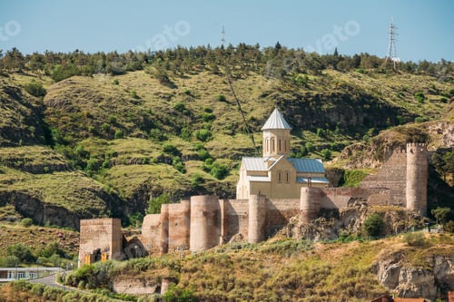 Preview: Scenic View Of Narikala Fortress And Bethlehem Church In Tbilisi