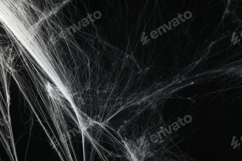Preview: Creepy white spider web on black background