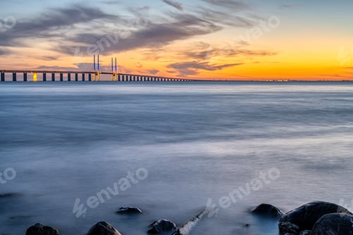 Preview: The Oresund between Denmark and Sweden with the famous brigde