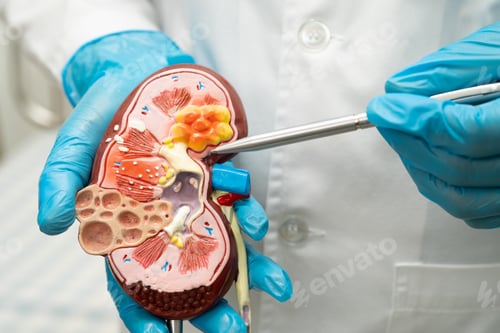 Preview: Kidney disease, Chronic kidney disease ckd, Doctor hold human model to treat and study in hospital.