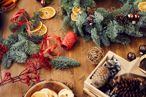 Preview: Workplace for Christmas wreath making