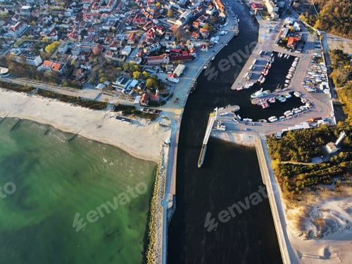 Preview: Aerial shot of a city - seaside view