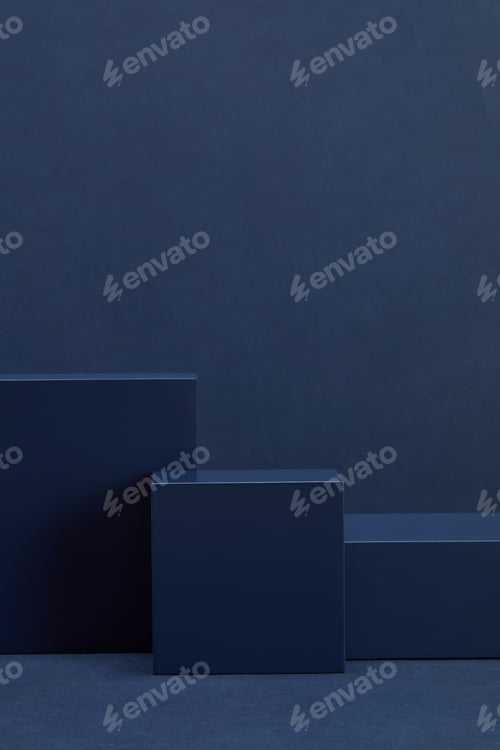 Preview: Closeup shot of different size cubes on dark background
