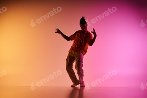 Preview: A young dancers expression in colorful light