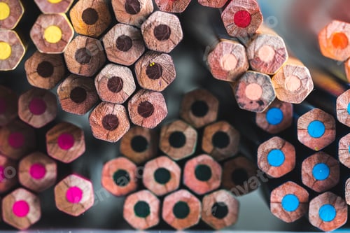 Preview: Colored pencils background. Drawing, hobby, occupation